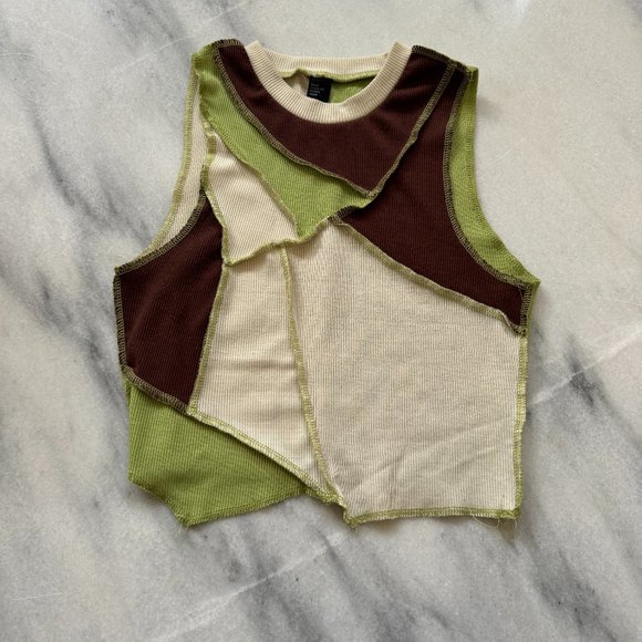 Shop Cider Brown and Green Crop Top Size Small - Picture 1 of 5